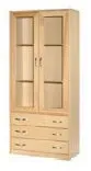Gericare Vitrine mit Schubladen Vitrinenschrank Buche 3 Schubladen