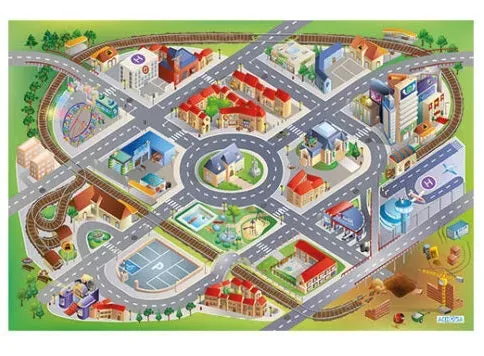 Gericare City Spielteppich Vinyl 100x150 cm 3D rutschfest