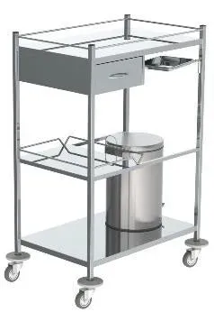 Gericare Verbandswagen Edelstahl Schublade Tablett 109 cm