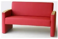Gericare Zweisitzer Sofa 130 cm Vinyl Buchenarmlehne