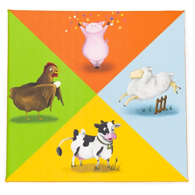 Gericare Spielteppich Bauernhoftiere 130x130x3 cm