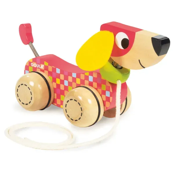 Gericare Nachzieh-Hund Holz 23x12x11 cm bunt