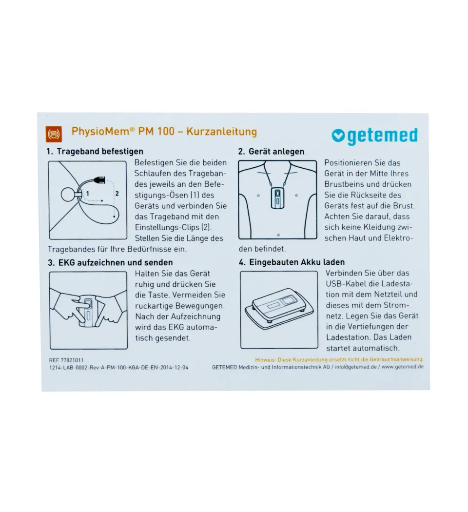 GETEMED PhysioMem® PM 100 Kurzanleitung DE/EN
