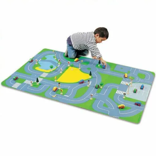 Gericare Verkehrsteppich Stadt Spielteppich 150 × 100 cm rutschfest